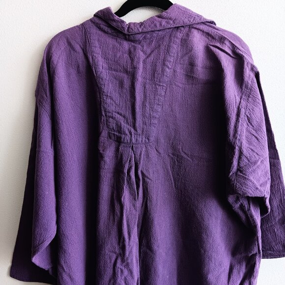 Long Sleeve Purple Button Up Collar Shirt - Picture 2 of 2